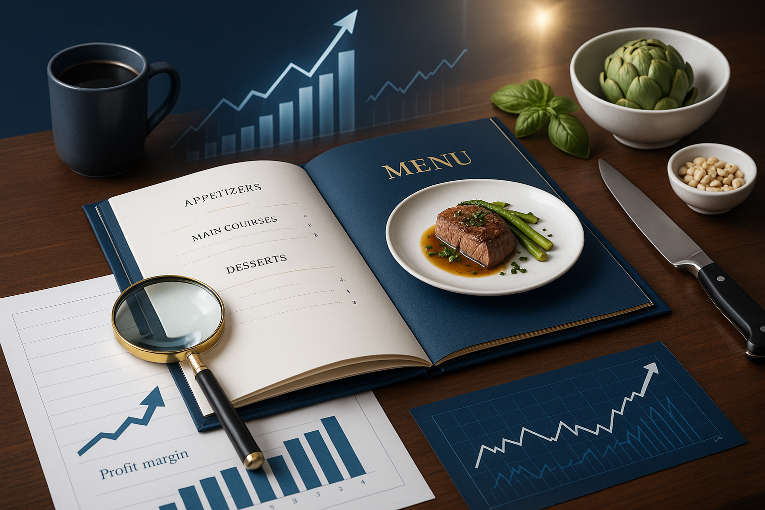 generate image should represent clarity, growth, and executive structure — targeting caterers, private chefs, and event founders who want to find hidden profit in their business by looking at their menu 